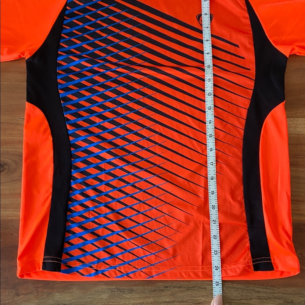 Boys athletic sport top soccer neon orange black moisture wicking jersey 14/16 - Picture 10 of 10